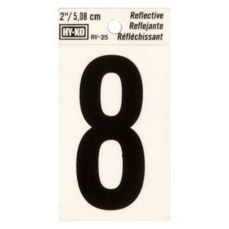 Hy-Ko 2In Reflective Number 8, 10PK B00410